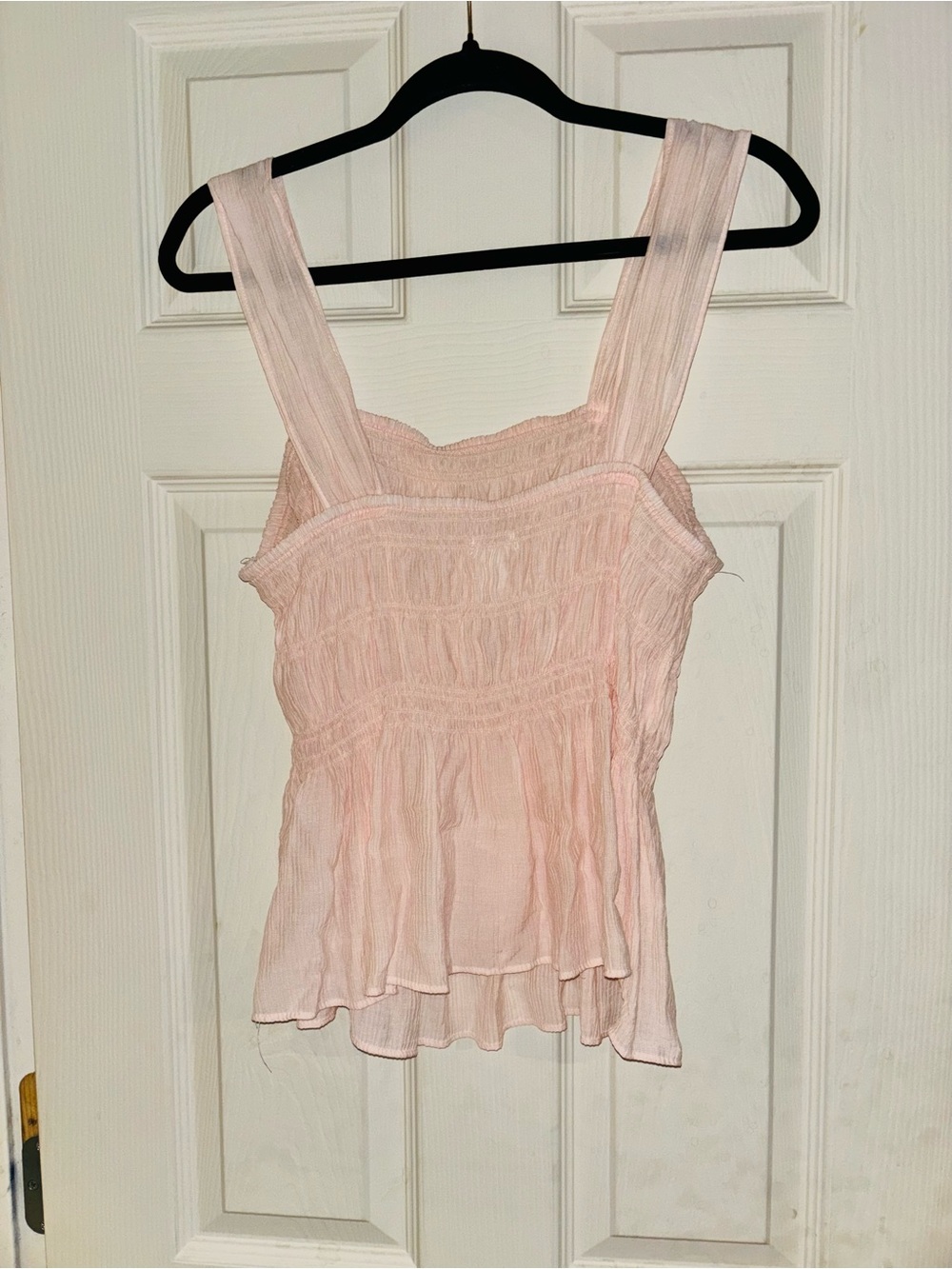 H&M Pale Pink Smocked Ruffle Camisole